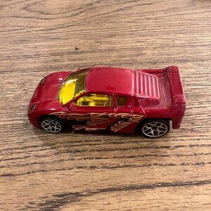 Hot Wheels Toy Car 1990 Mattel Fire Flames Diecast Sports Car Zender Vintage